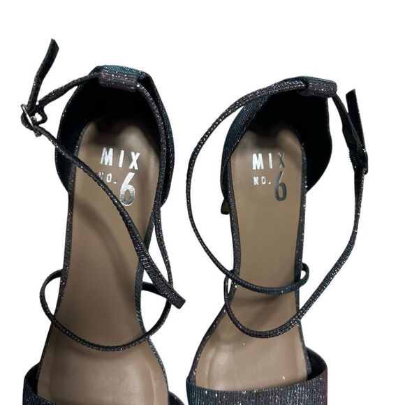 Mix No. 6 Blue and Pink Sparkly High Heels Glitter Stilettos Open Toe Pumps - Picture 8 of 11